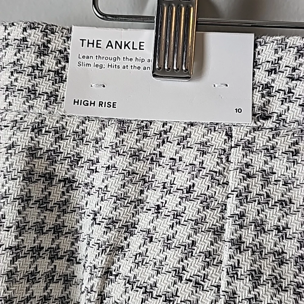 Ann Taylor Houndstooth high waist ankle pants sz 10 white black new WP87